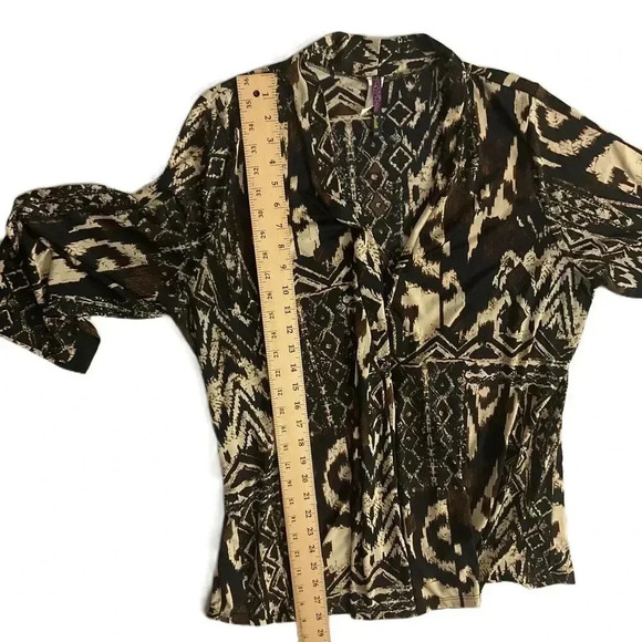 Judith Womens Animal Print Open Front Cardigan 3/4 Sleeves Patterned Size 2X - Picture 3 of 6